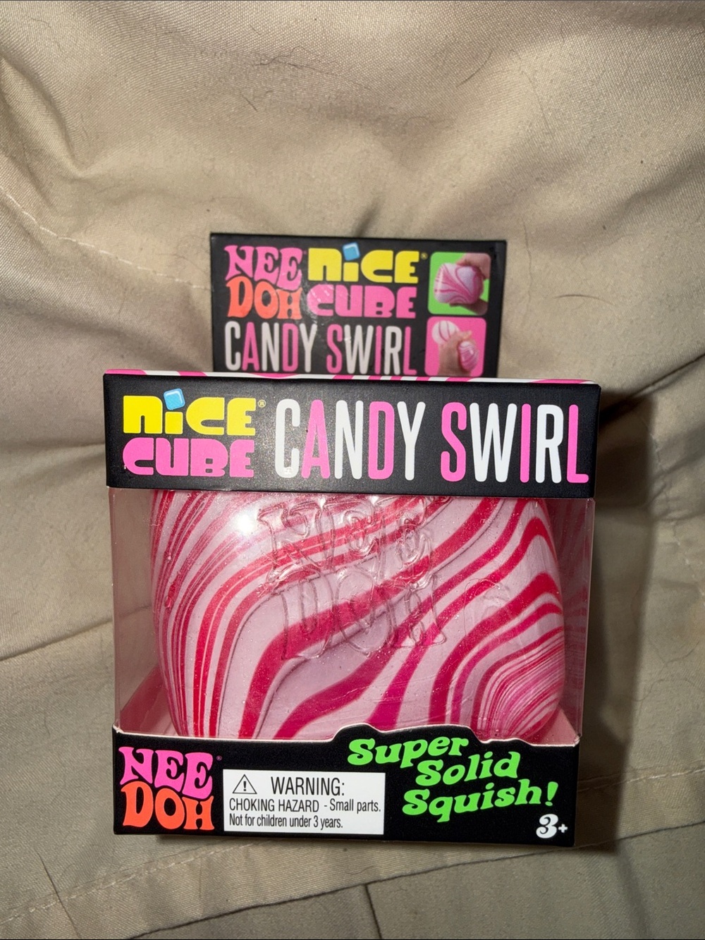 NEEDOH Cube Candy Swirl Super Solid Squish - Pink Swirl NEW